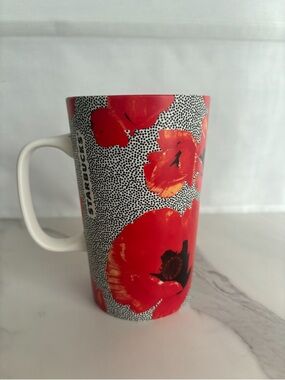 Starbucks 2015 Dot Series Red Poppy Flowers Coffee Mug